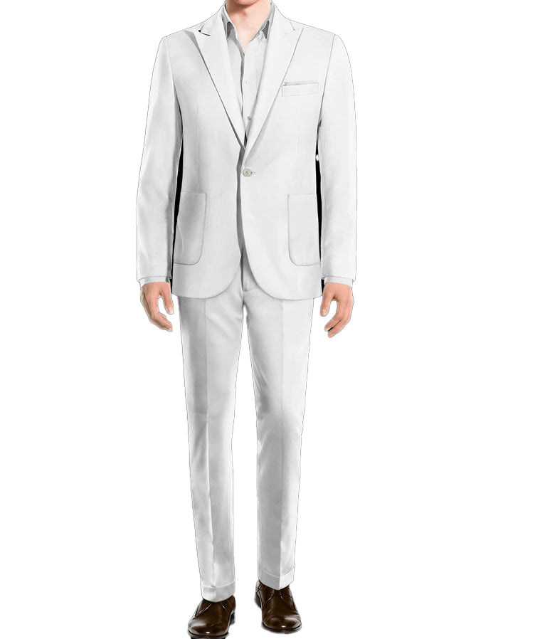 Men's Linen Peak lapel Fashion Casual Wedding Suit for Men (Blazer+Pants)