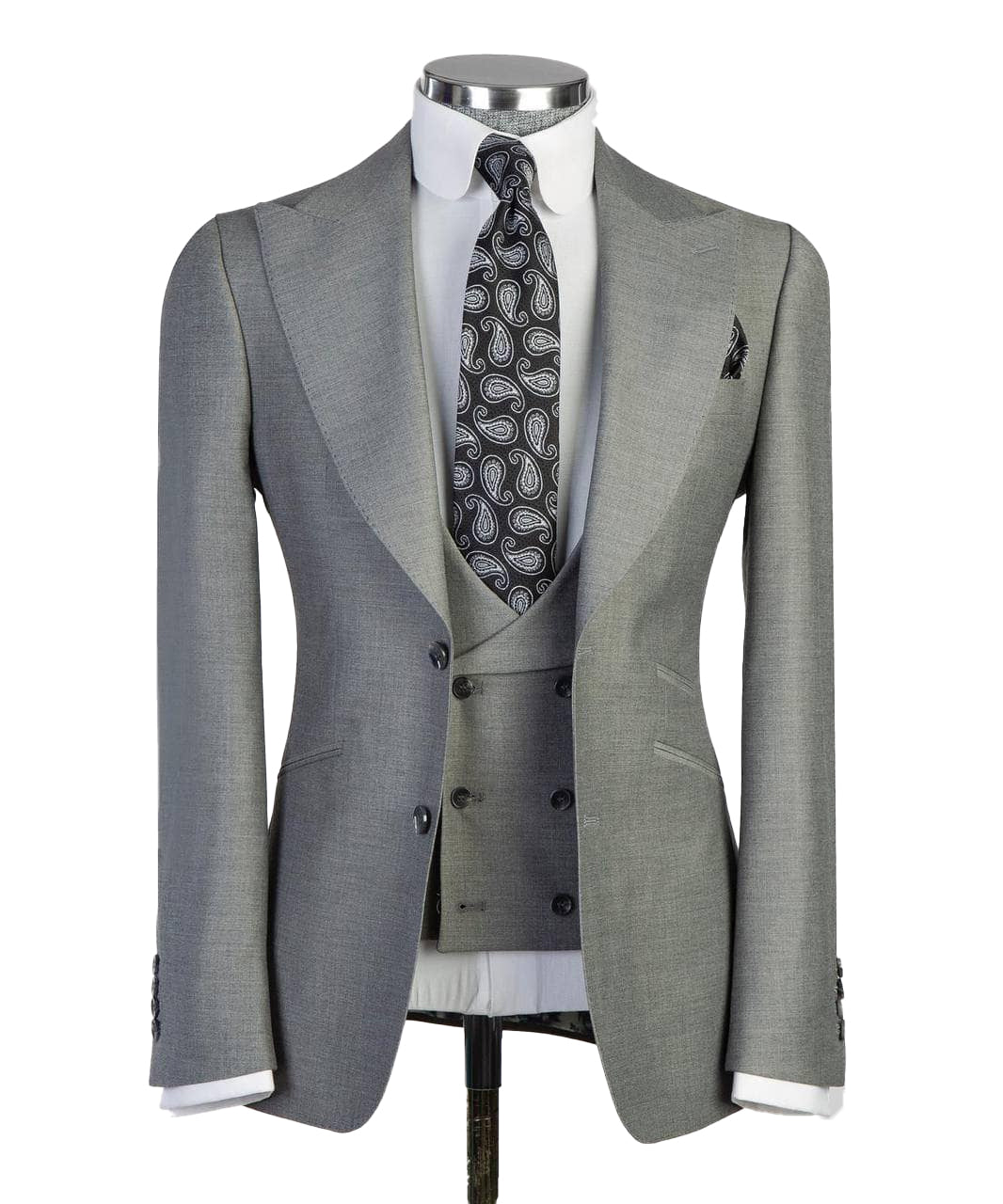 3 Stücke Herrengeschäftsbaus Fit Double Breasted Suits Tuxedo (Blazer+Weste+Hosen)