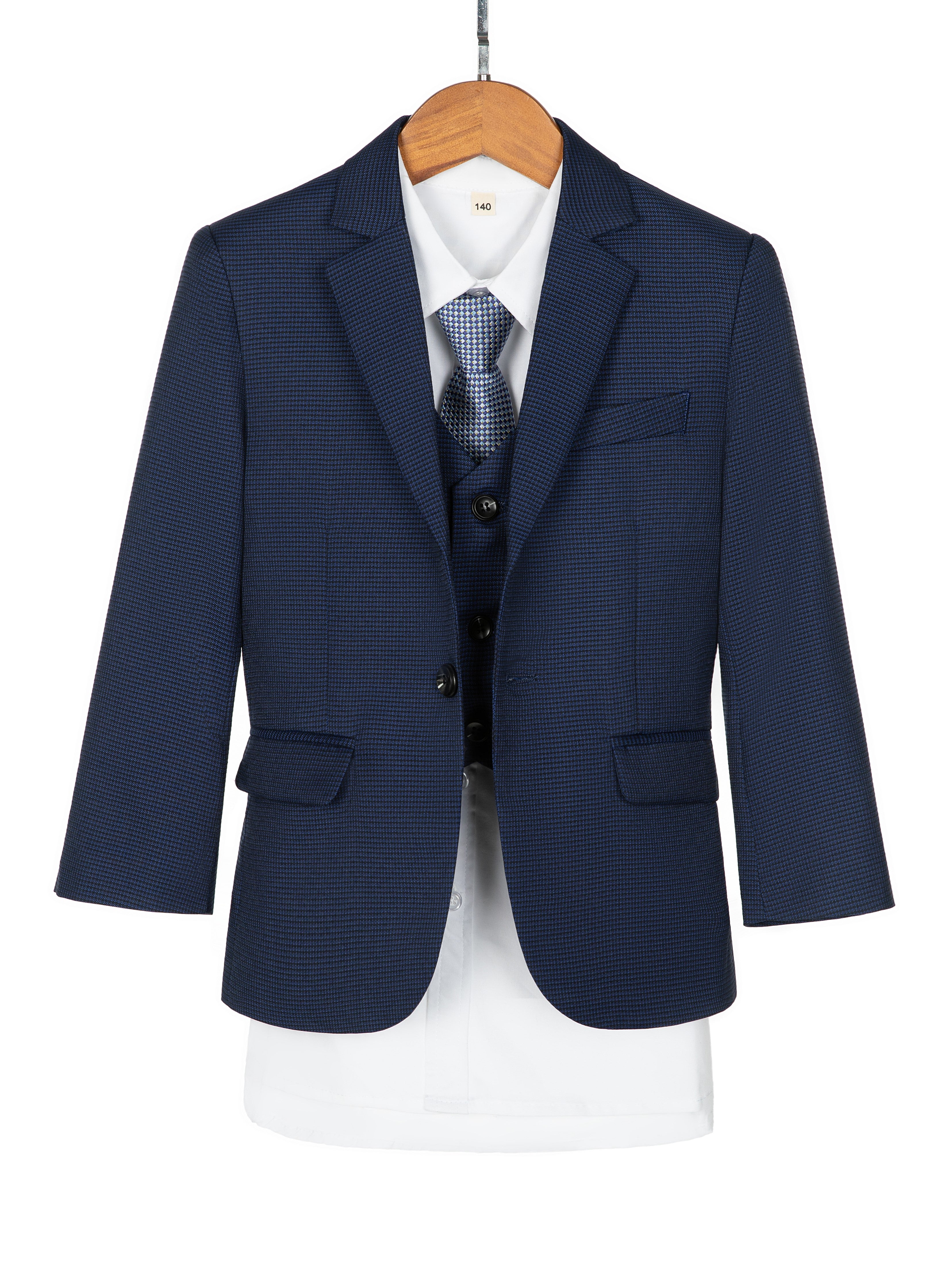 Boys 3 Pieces Regular Infinite Stretch Suit Jacket (Blazer+vest+Pants)