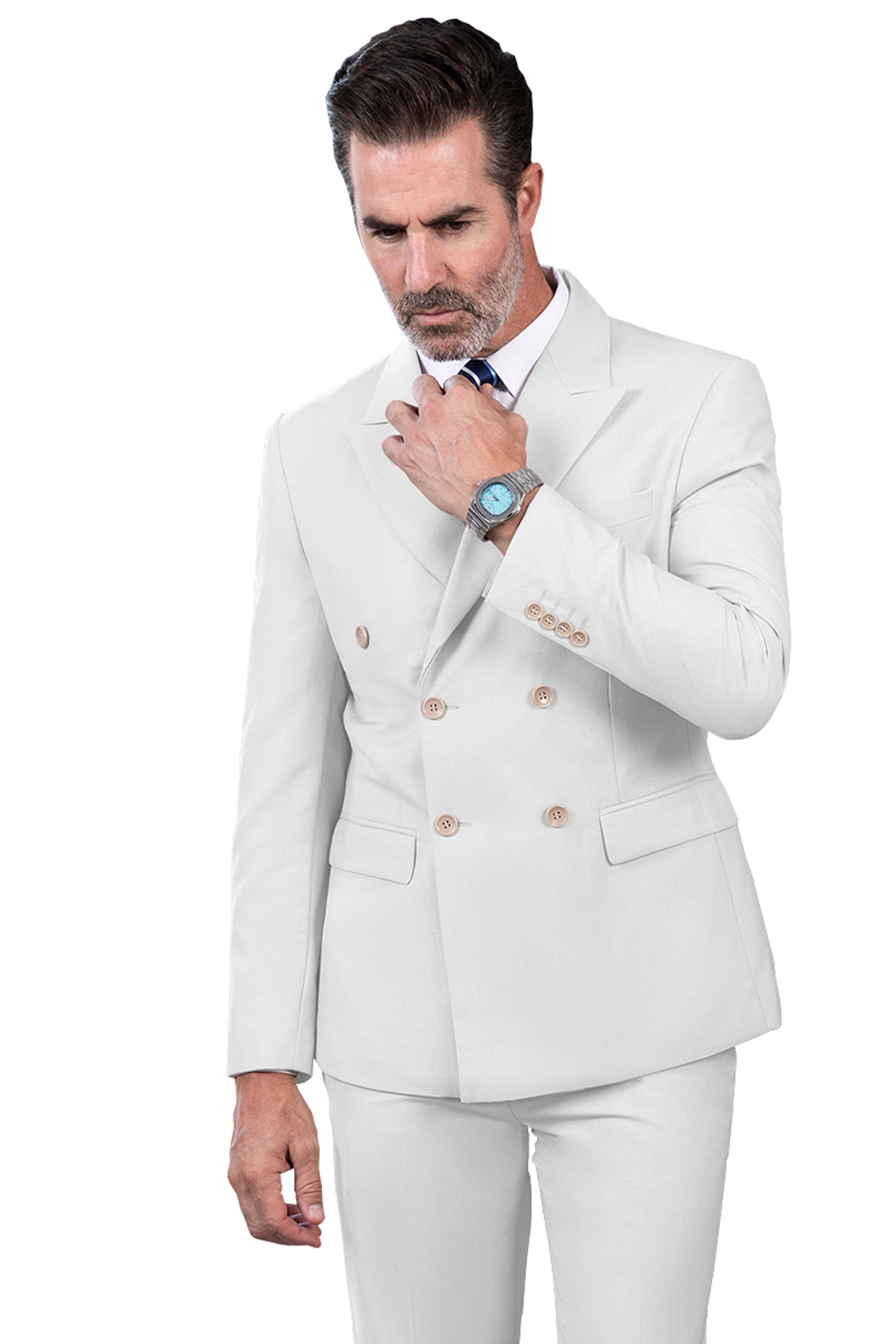 ceehuteey 2 Pieces Men's Regular Peak Lapel  Solid suit (Blazer+Pants)