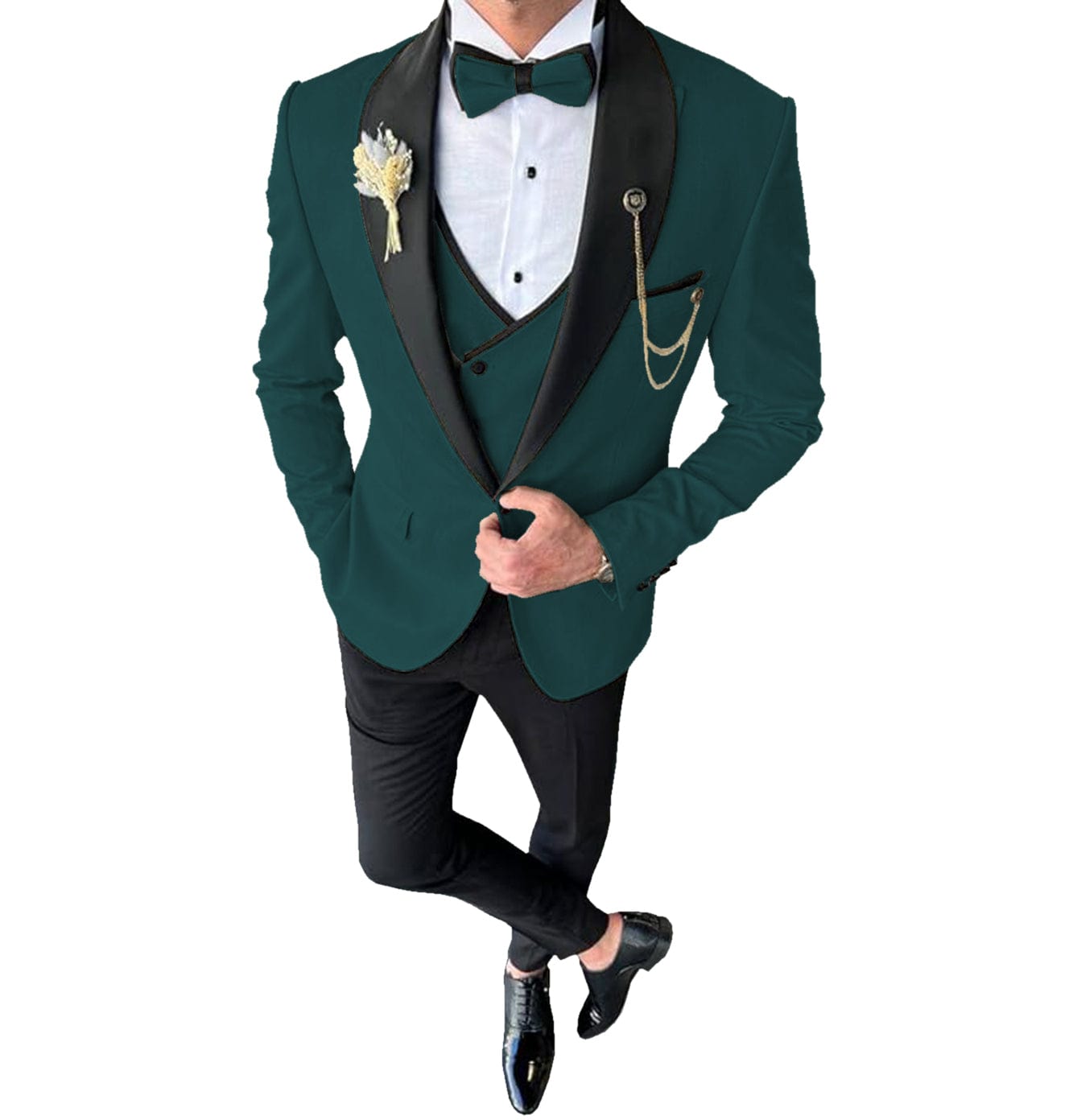 ceehuteey 3 Piece Mens Suit  Shawl Lapel Prom  For Wedding Tuxedos (Blazer + Vest + Pants)