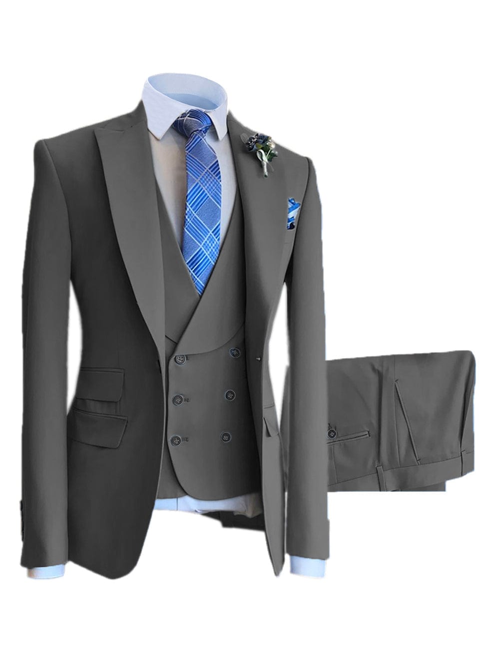 ceehuteey 3 Pieces Mens Suit Design Slim Fit Peak Lapel Tuxedos  (Blazer+vest+Pants)