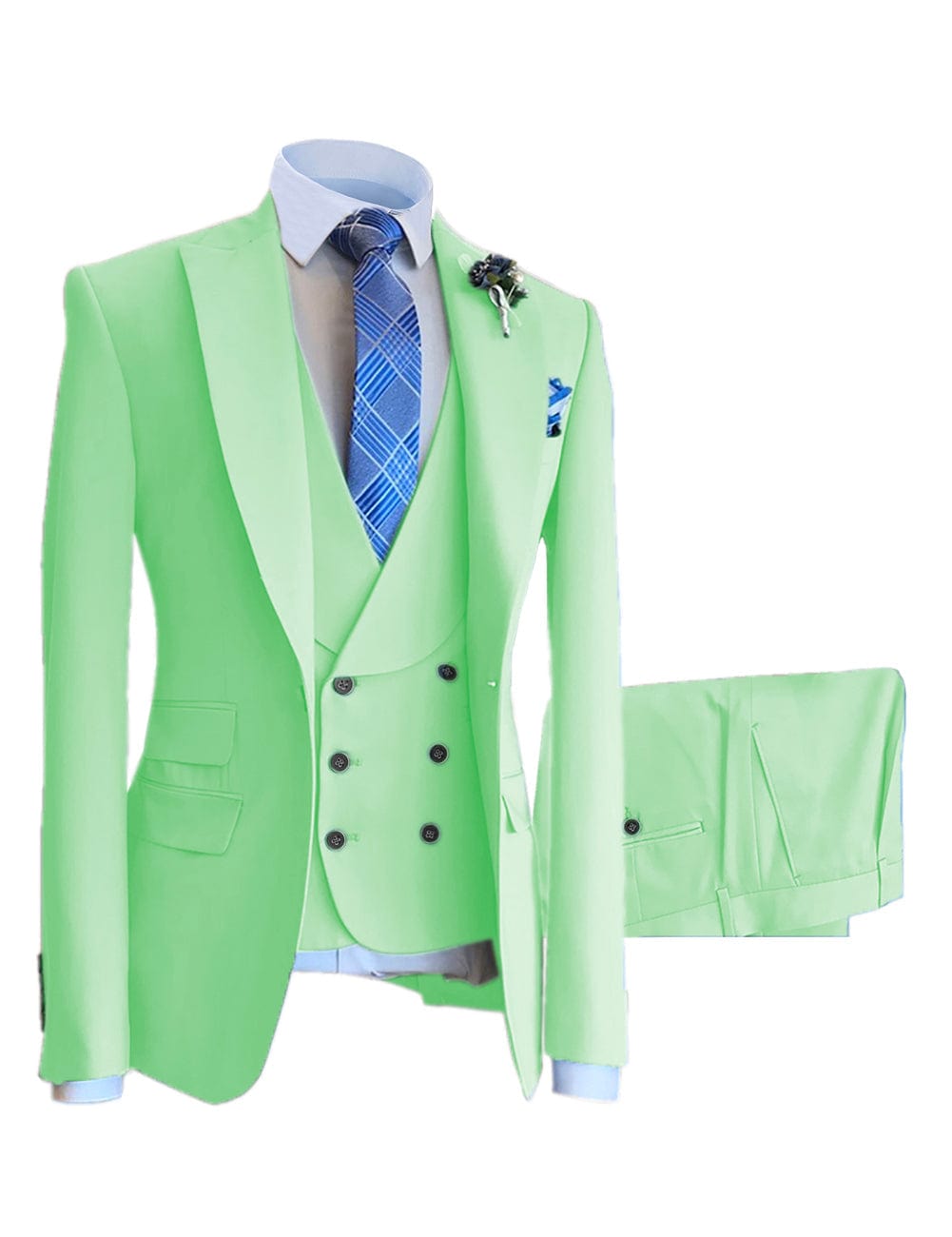 ceehuteey 3 Pieces Mens Suit Design Slim Fit Peak Lapel Tuxedos (Blazer+vest+Pants)