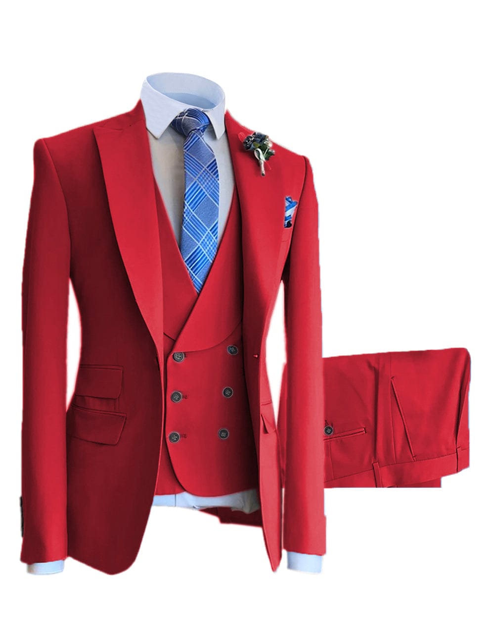 ceehuteey 3 Pieces Mens Suit Design Slim Fit Peak Lapel Tuxedos (Blazer+vest+Pants)