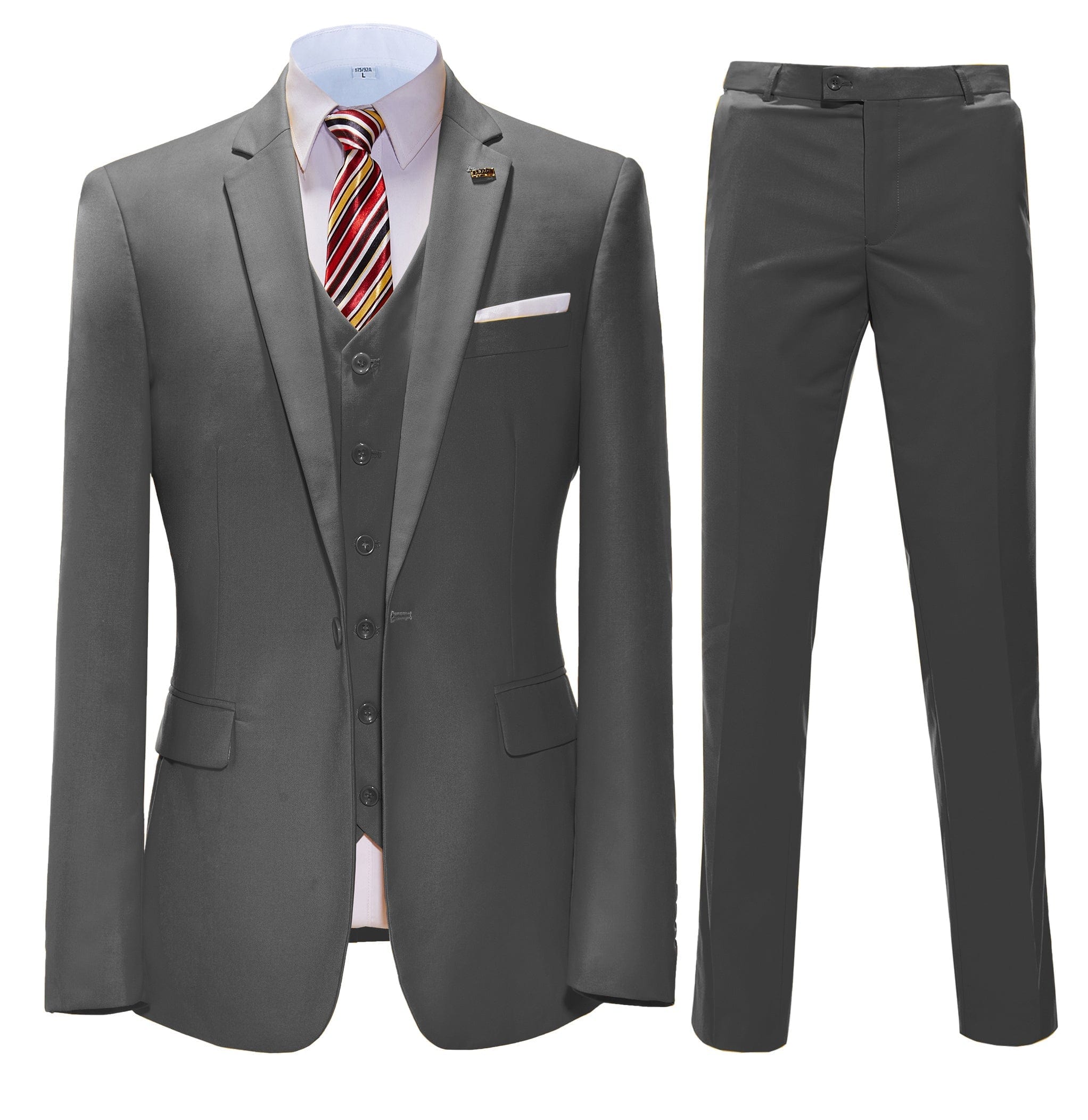 ceehuteey 3 Pieces Mens Suit Flat Notch Lapel Business Tuxedos (Blazer+vest+Pants)