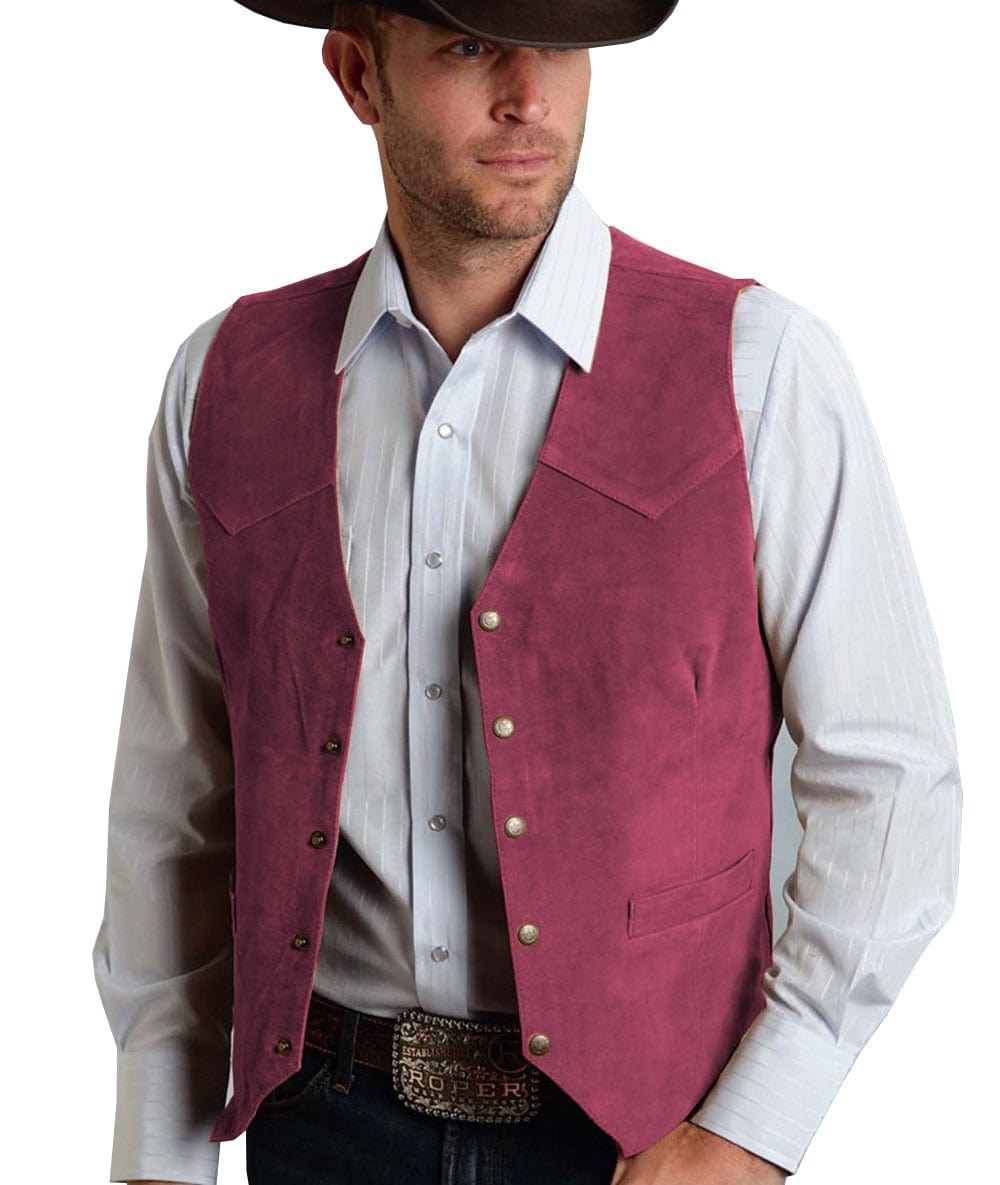 ceehuteey Casual Men's  Suede  Fashion Cowboy Suit Vest V Neck Waistcoat