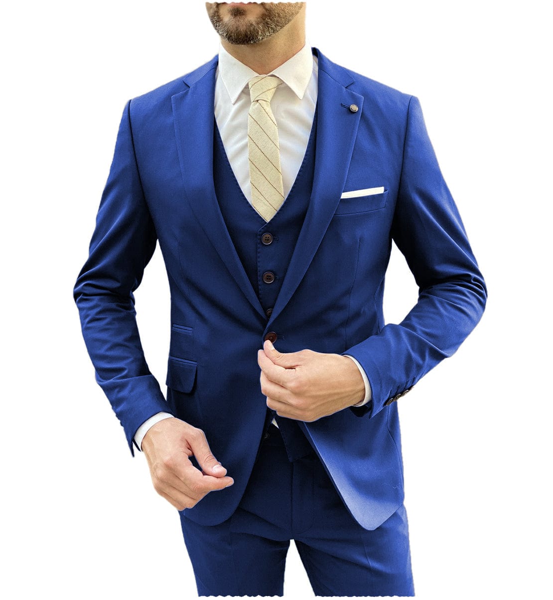 ceehuteey Flat Notch Lapel 3 Pieces Mens Suit (Blazer+vest+Pants)