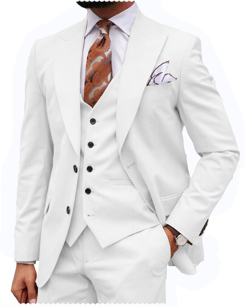ceehuteey Formal Men's 3 Piece Regular Fit Peak Lapel Men's Express Suit (Blazer+Vest+Pants)