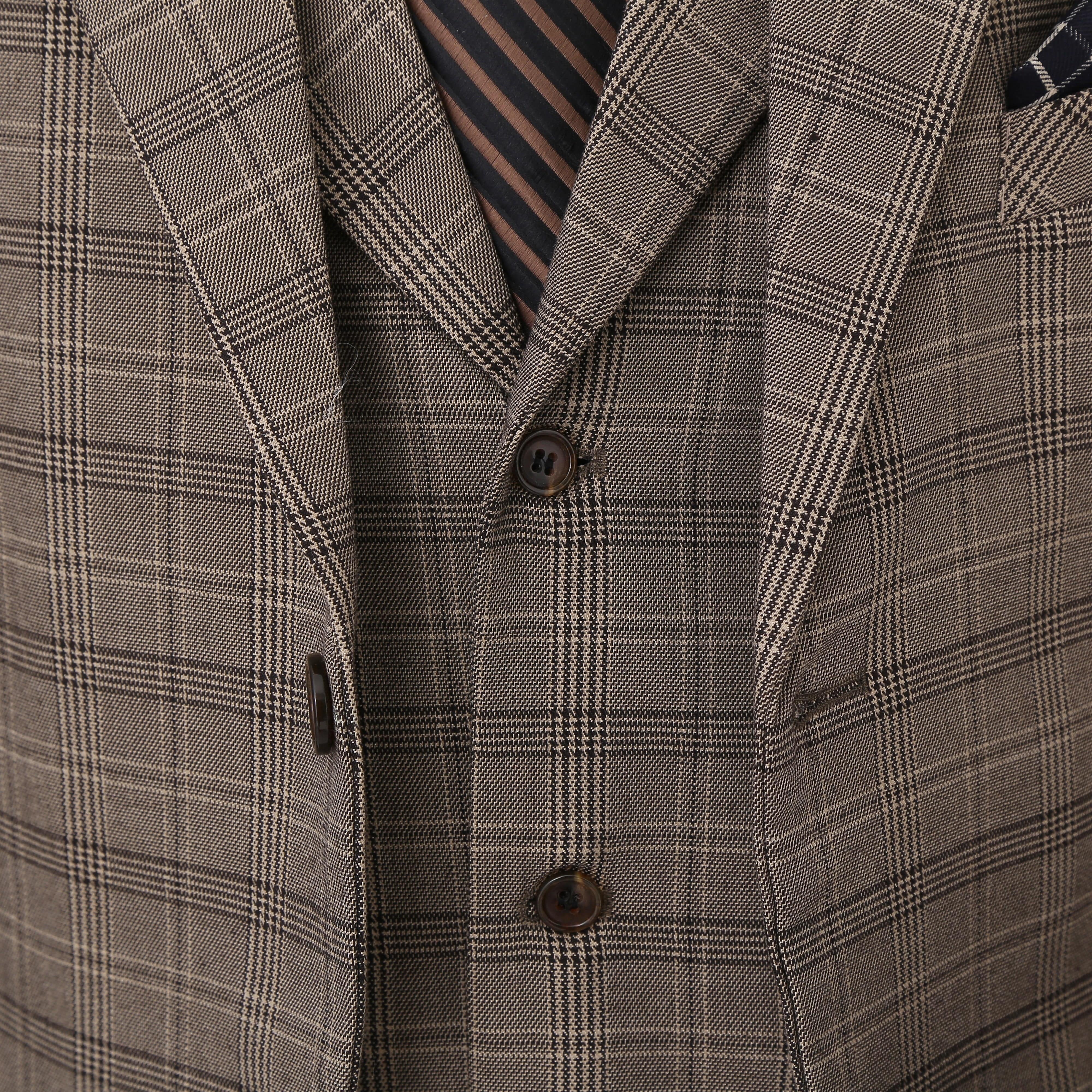 ceehuteey Formal Men's Fashion 3 Pieces Tweed Plaid Notch Lapel Suit Men for Wedding Or Party(Blazer+vest+Pants)