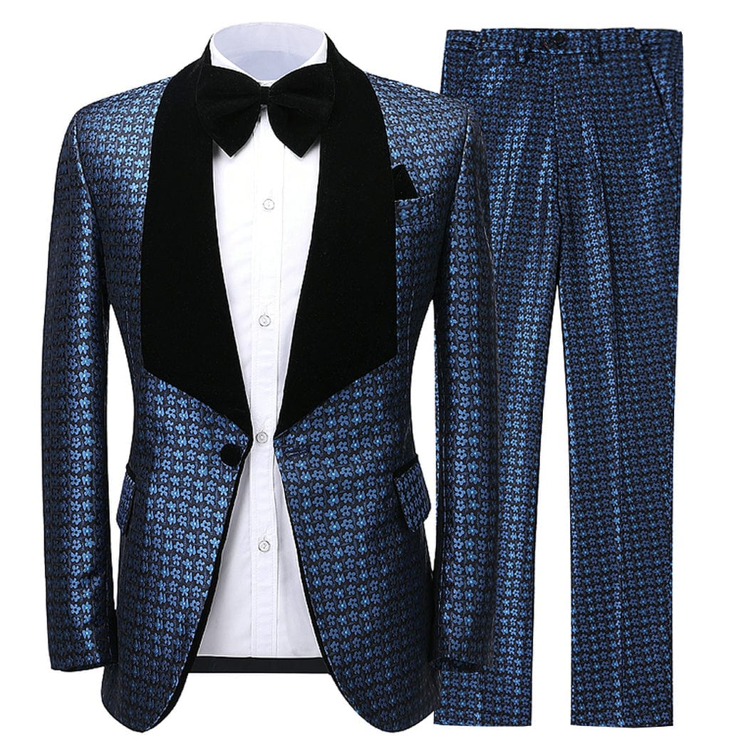 ceehuteey Formal Men's Suit Double Breasted Peak lapel 2 Piece Business Tuxedos (Blazer+Pants)