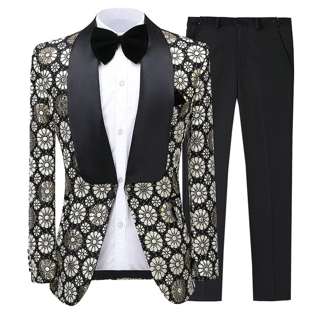 ceehuteey Formal Men's Suit Double Breasted Slim Fit 2 Pieces Business Tuxedos (Blazer+Pants)