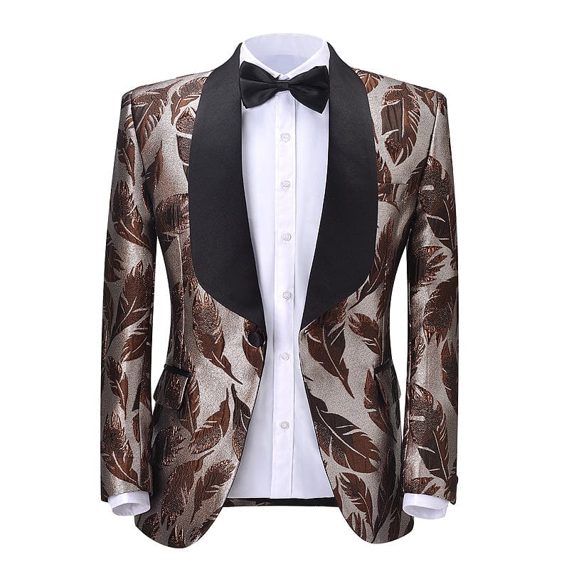 ceehuteey Men's 2 Piece Floral Tuxedo Suit Shawl Lapel (Blazer+Pants)