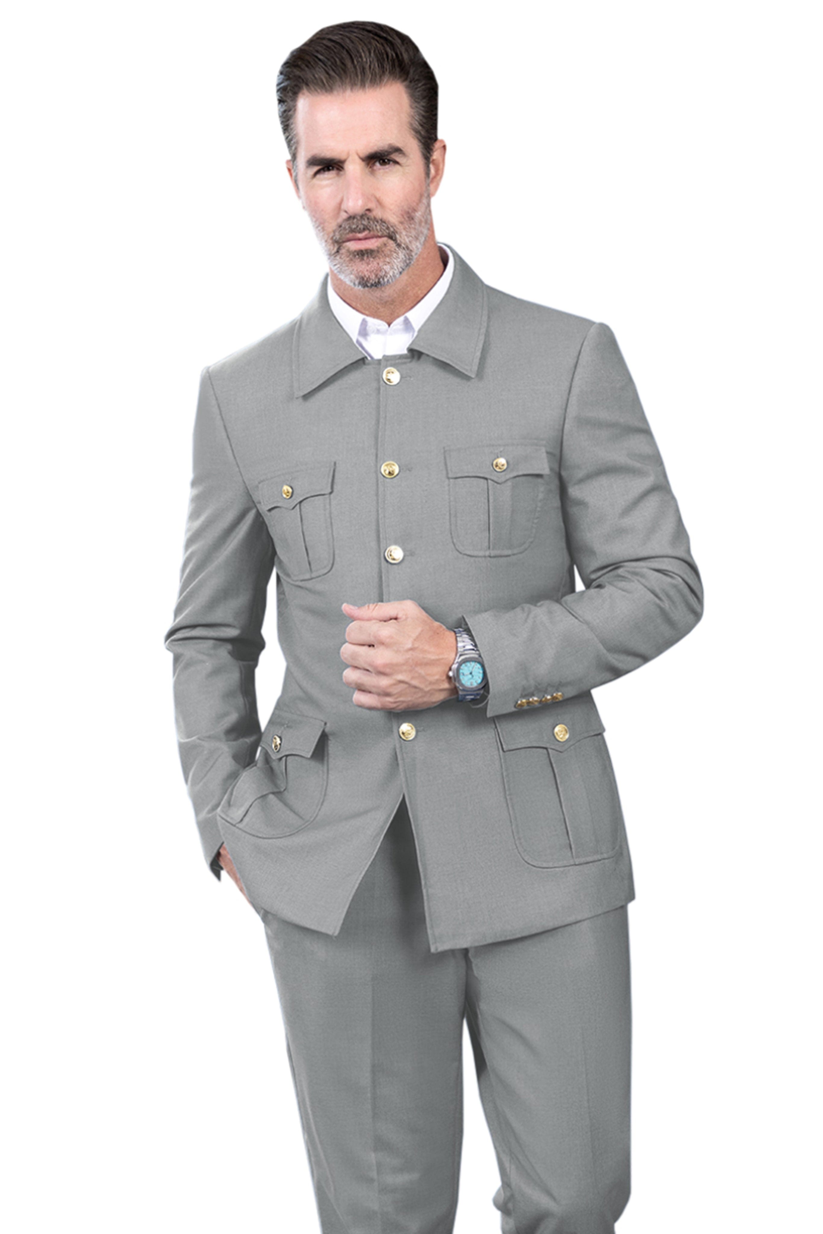 ceehuteey Men's 2 Piece Lapel With Metal Clasp Classic Fit vintage Suit