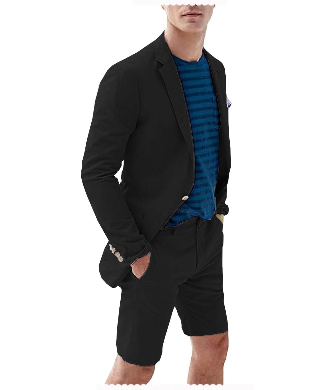 Men's 2 Piece Summer Men Suit With Short Pants Groom Tuxedos