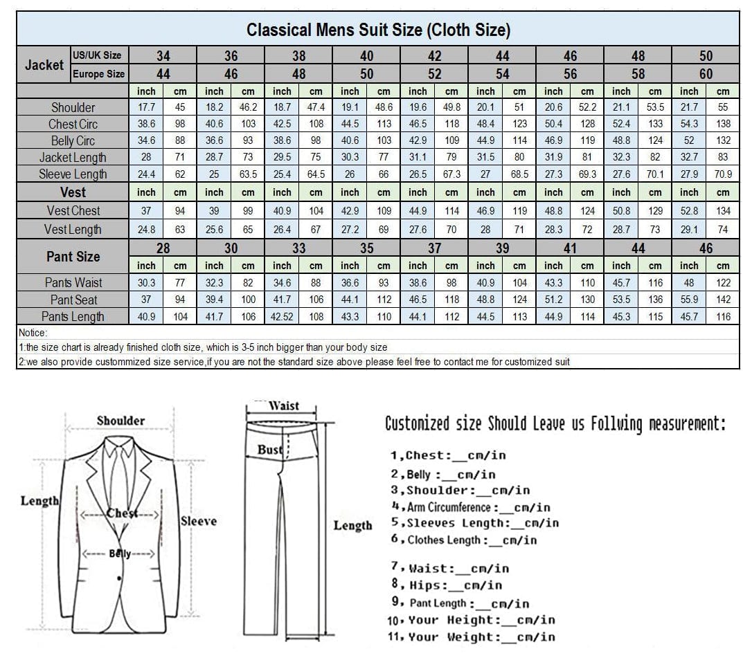 ceehuteey Men's 2 Piece Suit Peak Lapel Wedding (Blazer + Pants)