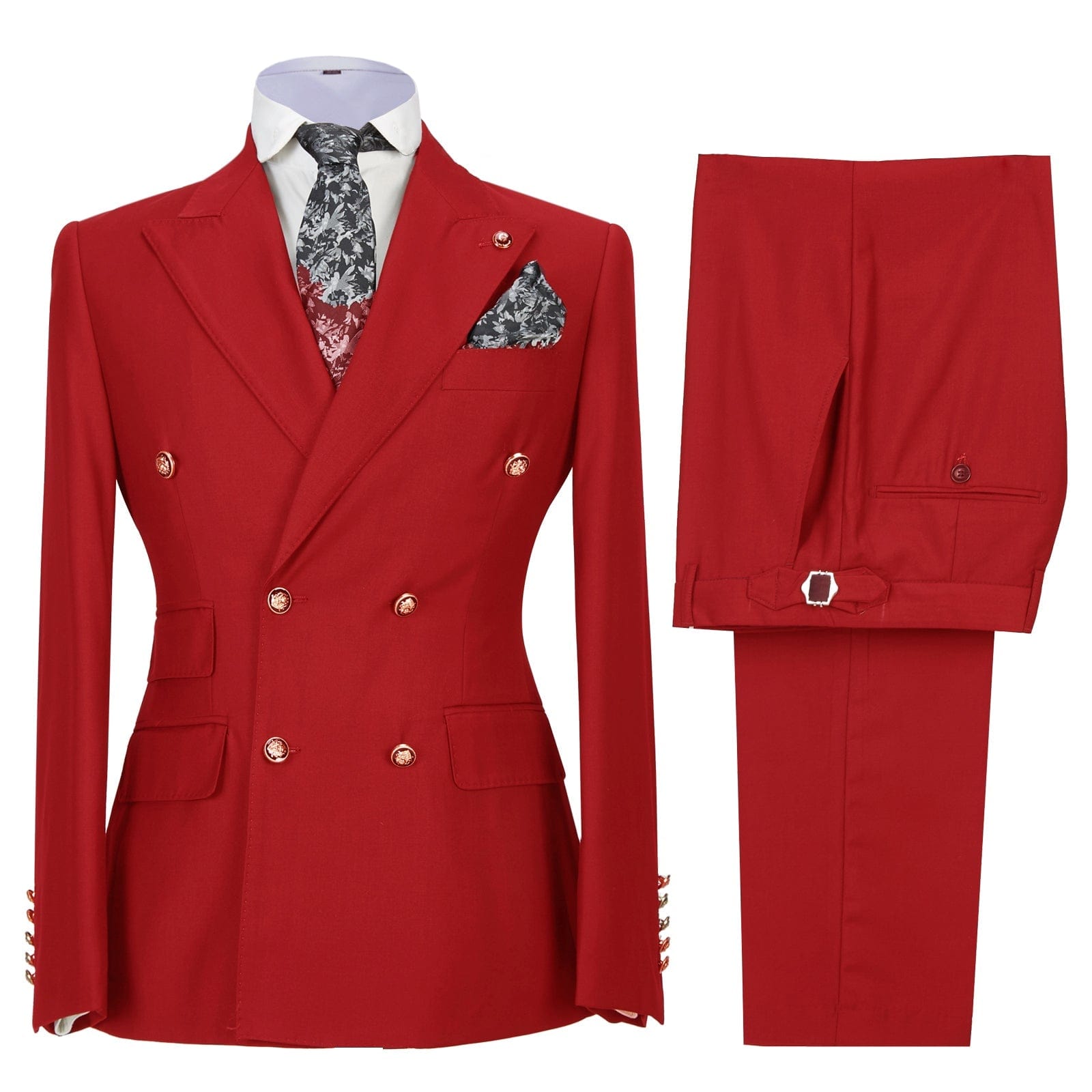 Fashion Men Red Velvet Blazer Suits Custom Made Peaked Lapel Double  Breasted Loose Jacket Pants 2 Pieces Party Dress