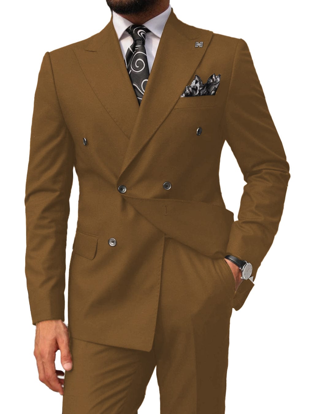 ceehuteey Men's 2 pieces Suit Slim Fit Flat Double Breasted Peak Lapel Tuxedos(Blazer+Pants)