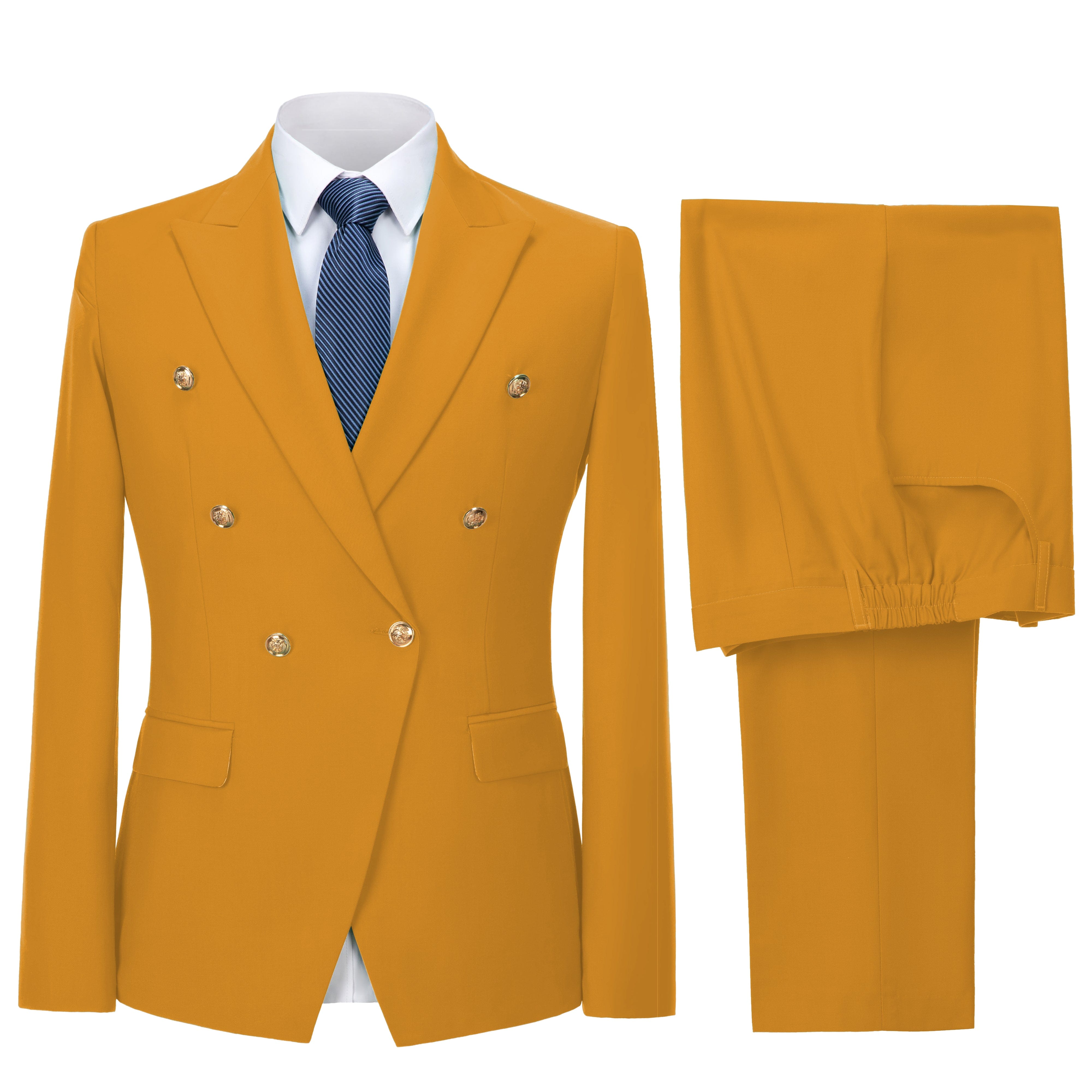 ceehuteey Men's 2 pieces Suit Slim Fit Flat Double Breasted Peak Lapel Tuxedos for Wedding (Blazer+Pants)