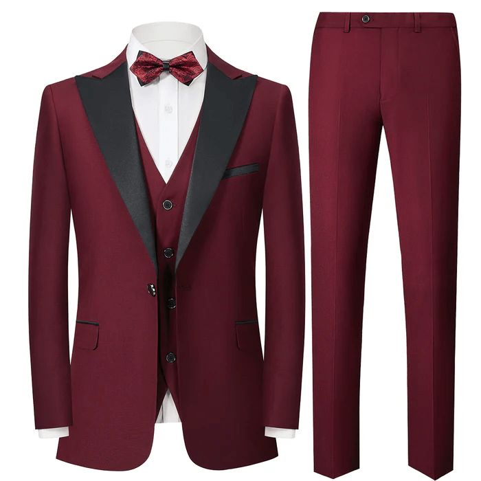 ceehuteey Men's 3-Piece One Button Peak lapel Slim Fit Suit For Wedding Or Party (Blazer+vest+Pants)