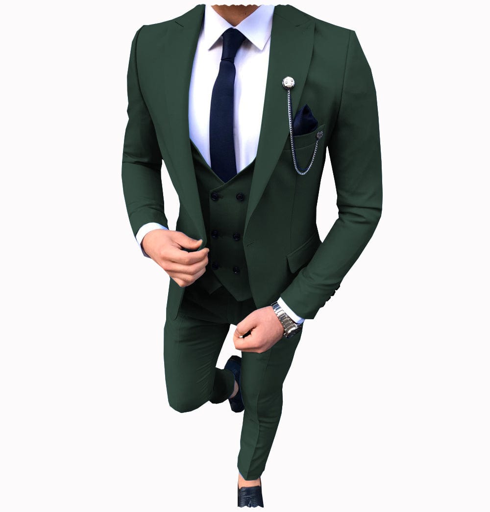 Men's 3 Piece Suit Slim Fit Suits One Button Blazer Vest Pants