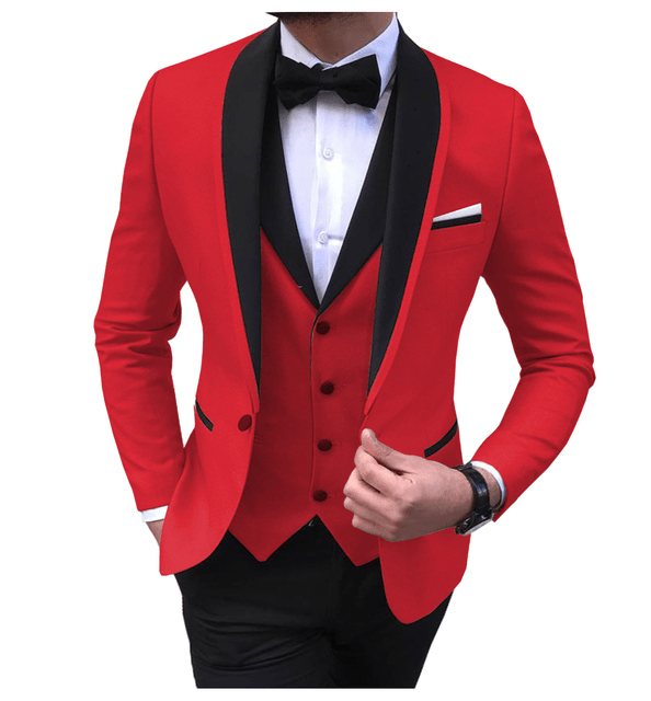 ceehuteey Men's 3 Pieces Fashion Shawl Lapel Tuxedos For Wedding Groomsmen(Blazer+vest+Pants)