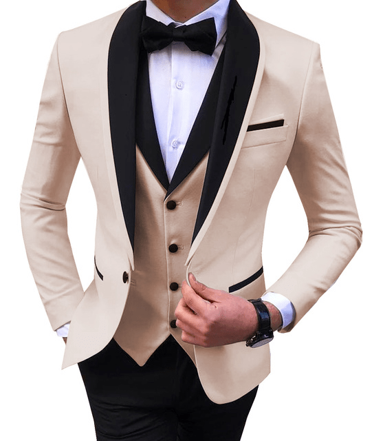 ceehuteey Men's 3 Pieces Fashion Shawl Lapel Tuxedos For Wedding Groomsmen(Blazer+vest+Pants)