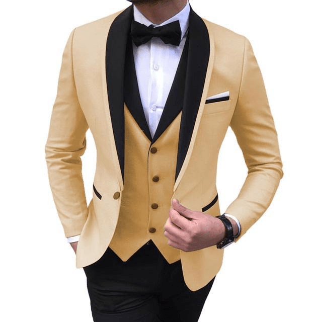 ceehuteey Men's 3 Pieces Fashion Shawl Lapel Tuxedos For Wedding Groomsmen(Blazer+vest+Pants)