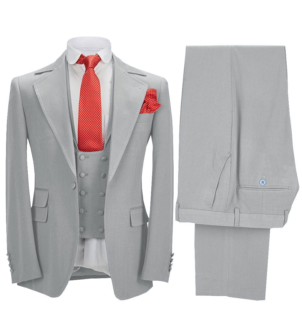 ceehuteey Men's 3 Pieces Formal Notch Lapel Tuxedos Prom Groomsmen (Blazer+Vest+Pants)