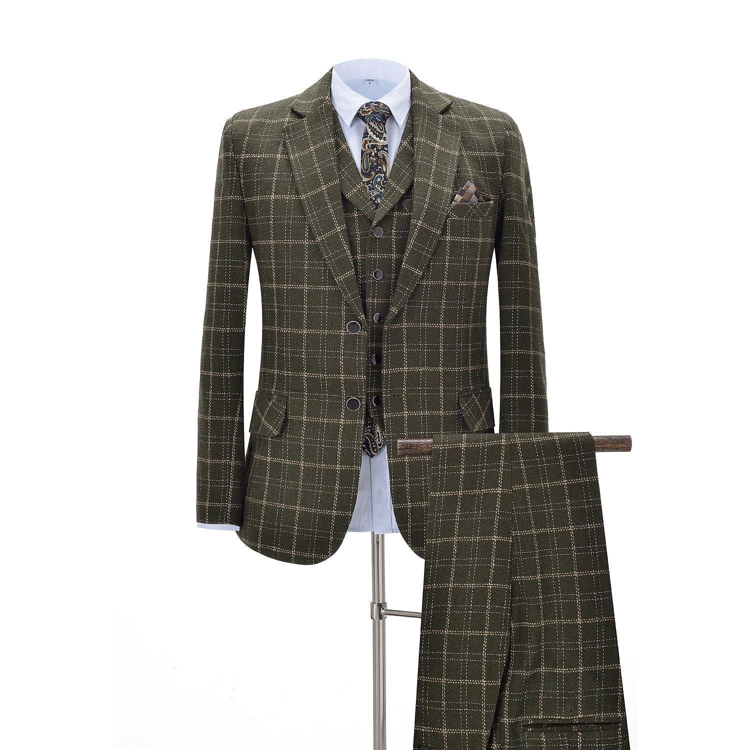 ceehuteey Men's Business 3 Pieces Formal Notch Lapel Suit for Wedding Groomsmen (Blazer+vest+Pants)