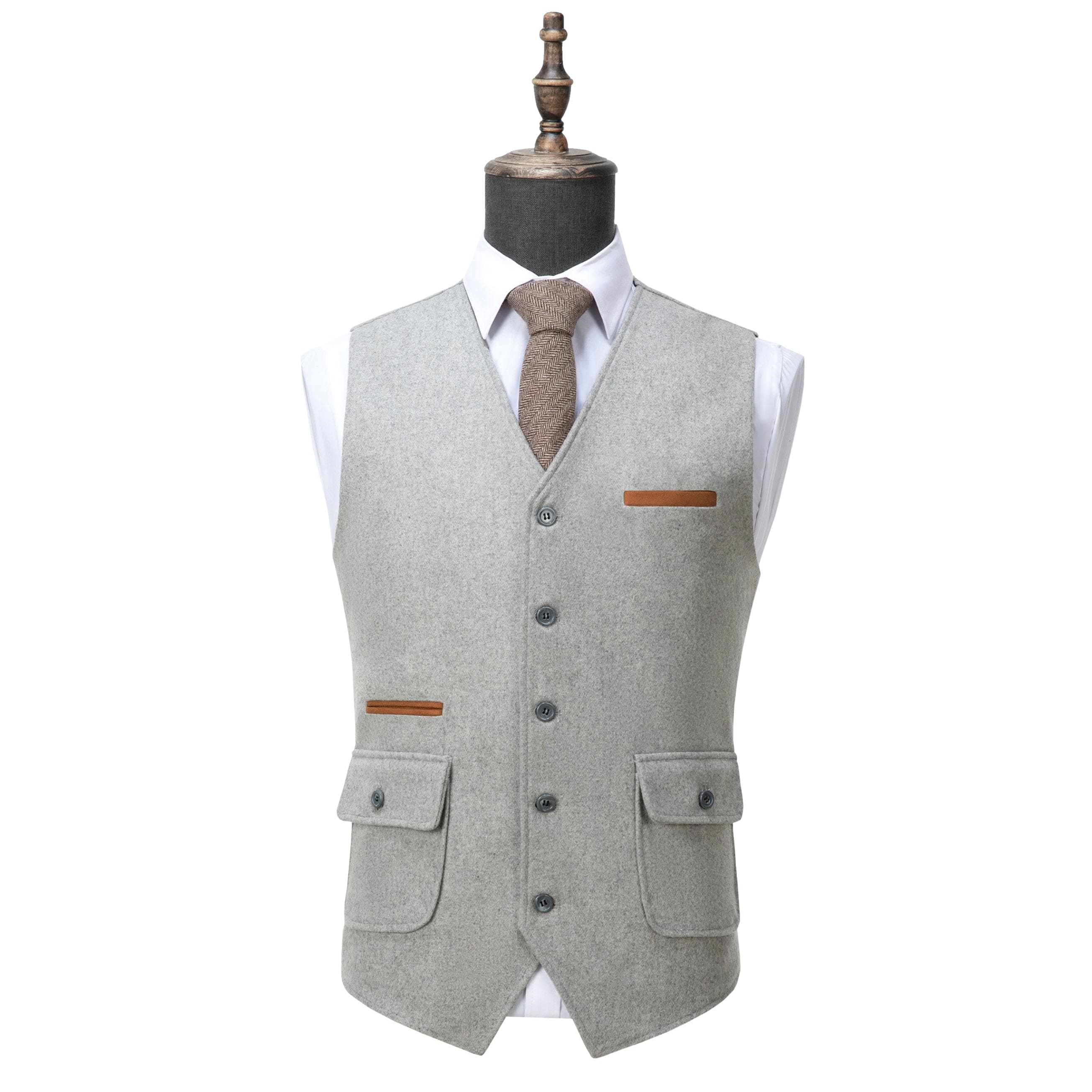 ceehuteey Men's Business V Neck Tweed Classic Flat Waistcoat