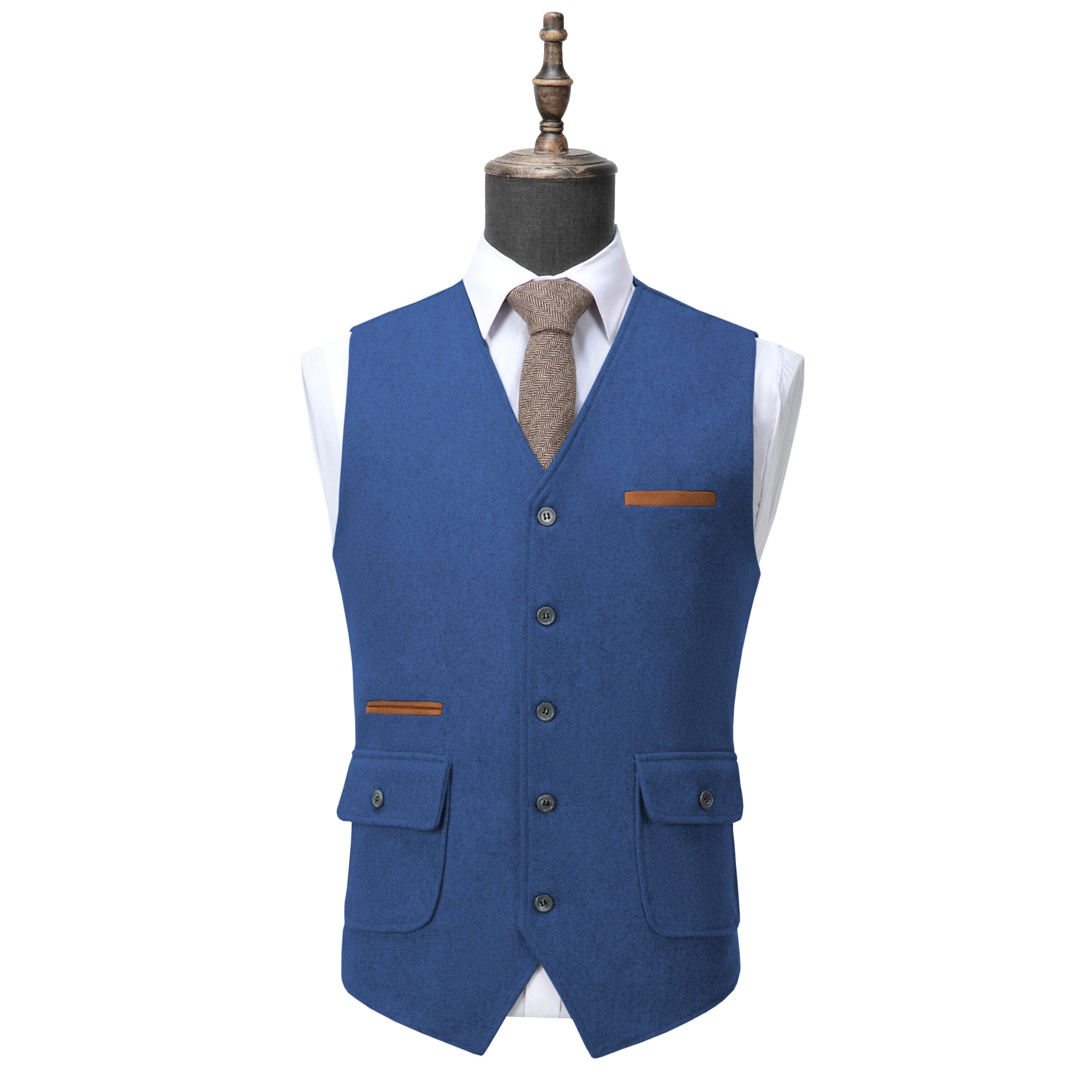 ceehuteey Men's Business V Neck Tweed Classic Flat Waistcoat