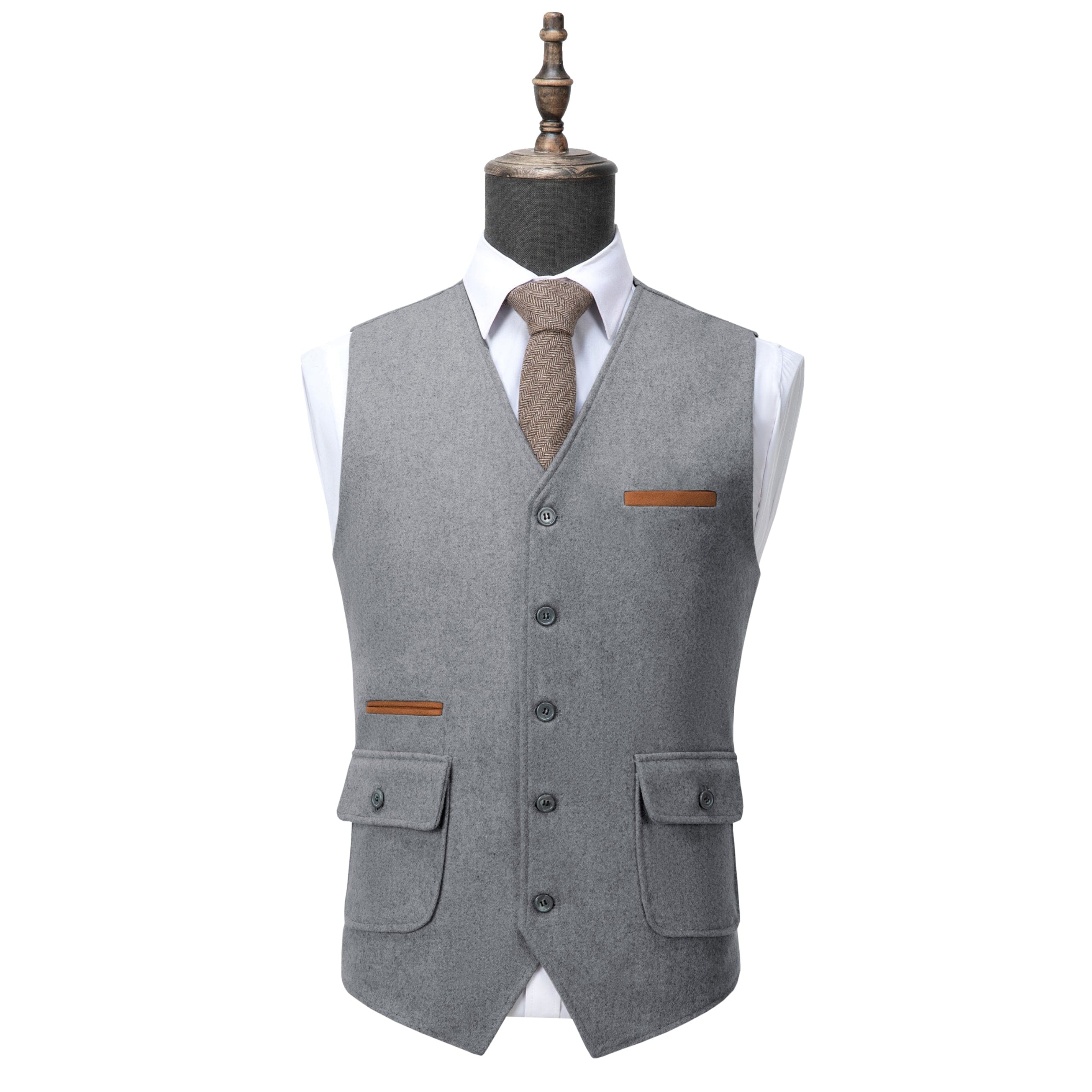 ceehuteey Men's Business V Neck Tweed Classic Flat Waistcoat