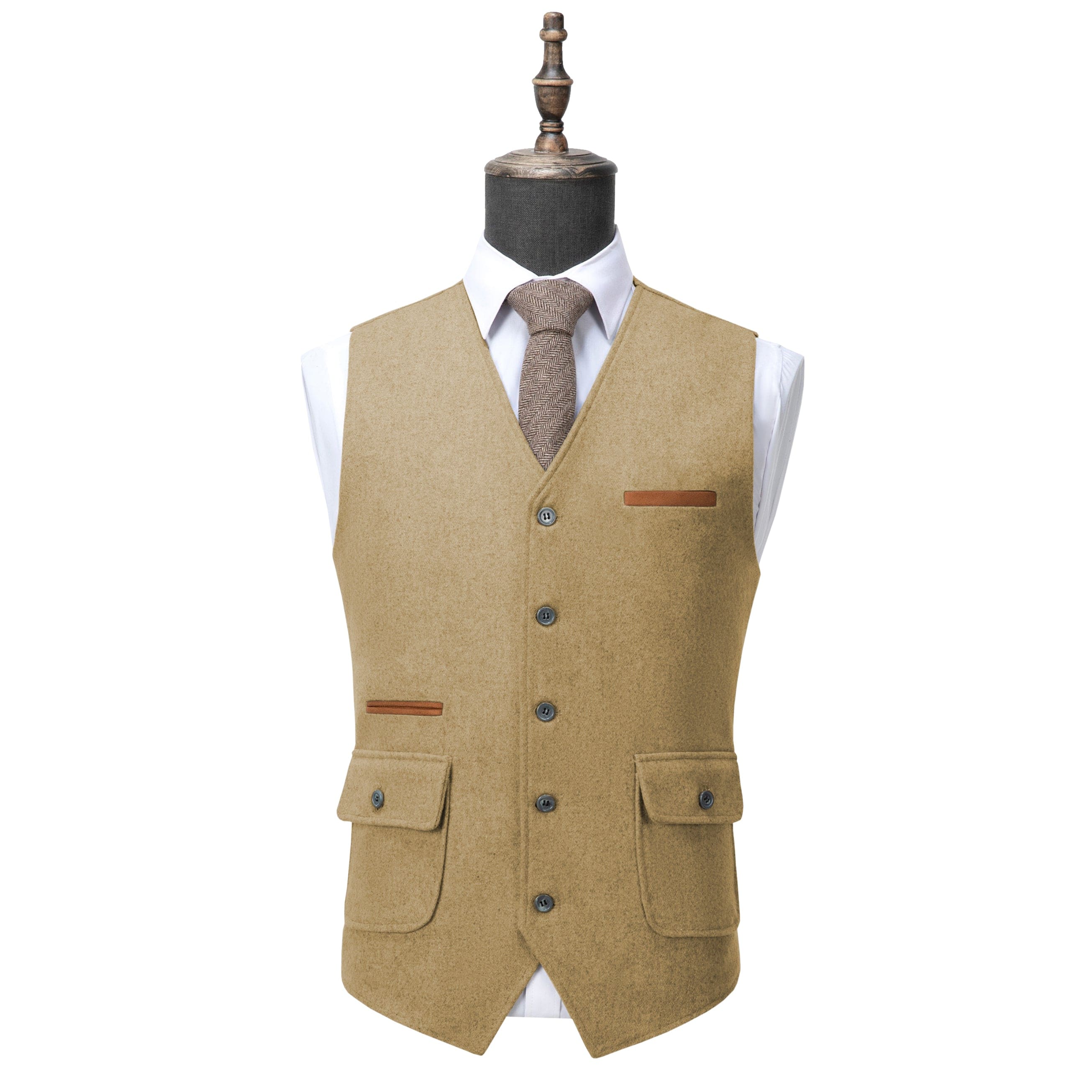 ceehuteey Men's Business V Neck Tweed Classic Flat Waistcoat