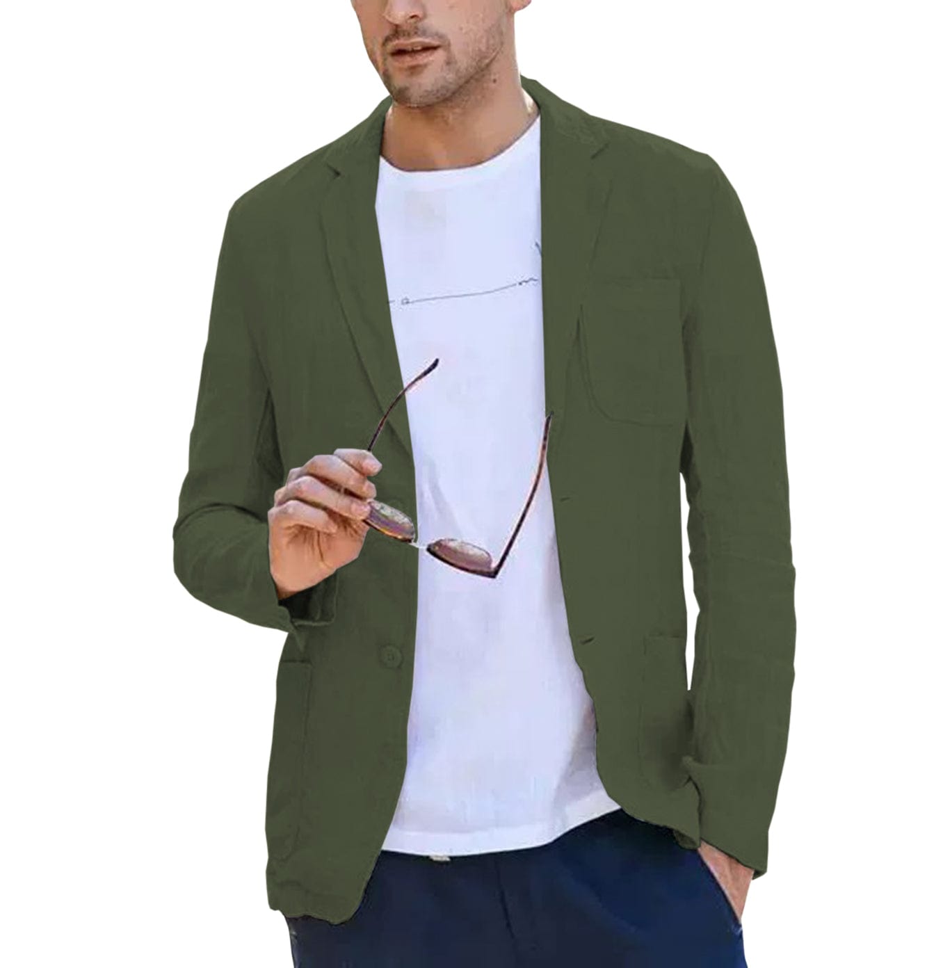 ceehuteey Men's Casual Summer Linen Notch Lapel Suit for Blazer