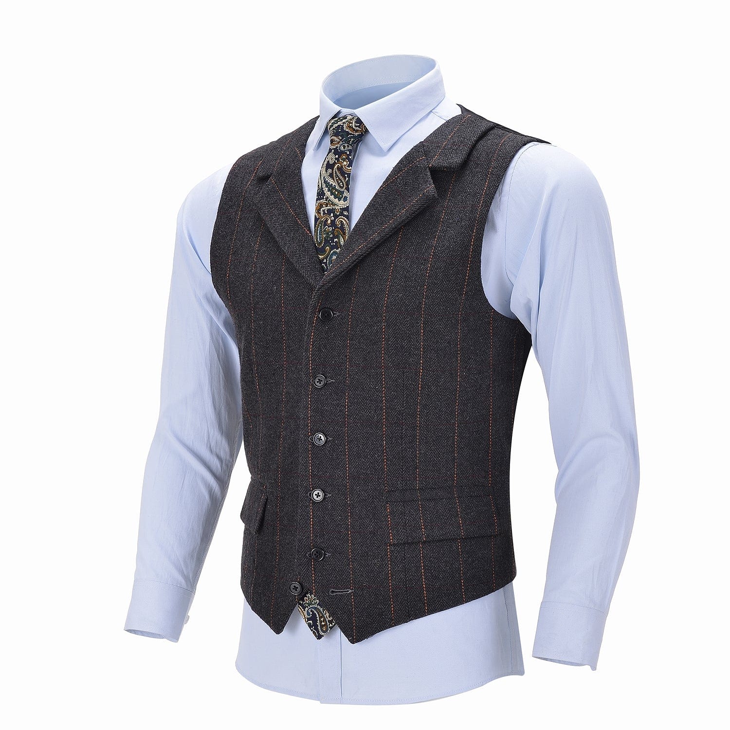 ceehuteey Men's Classic Fashion Notch Lapel pinstripe Waistcoat