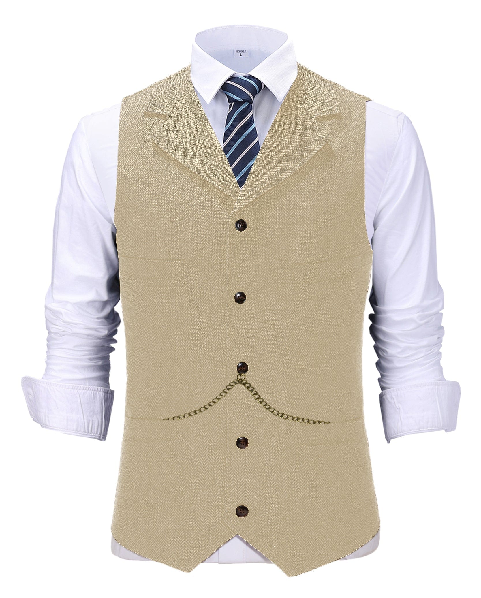 ceehuteey Men's Classic Slim Fit Vest Tweed Herringbone Casual Notch Lapel Waistcoat