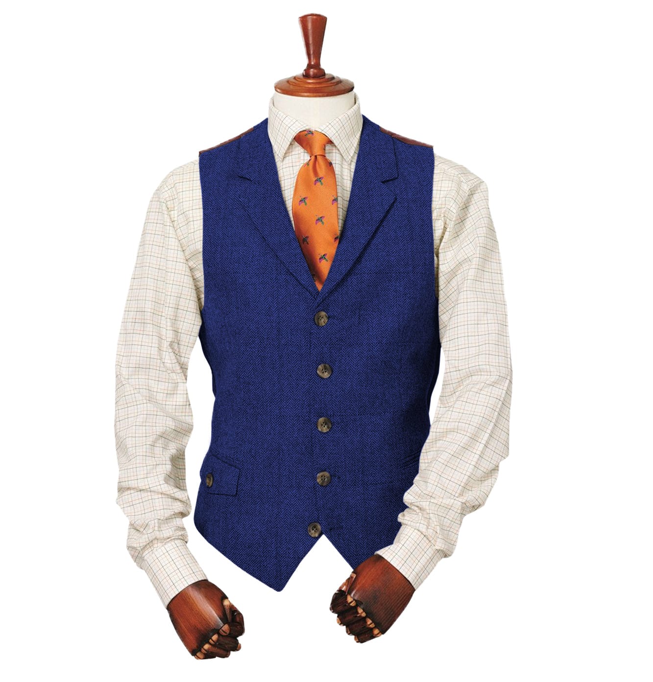 ceehuteey Men's Classic vintage Herringbone Notch Lapel Waistcoat