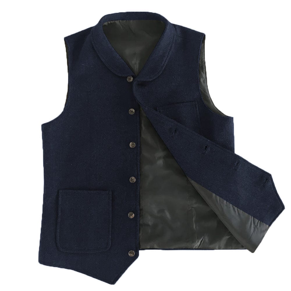 ceehuteey Men's Double Breasted Fashion Herringbone V Neck Waistcoat