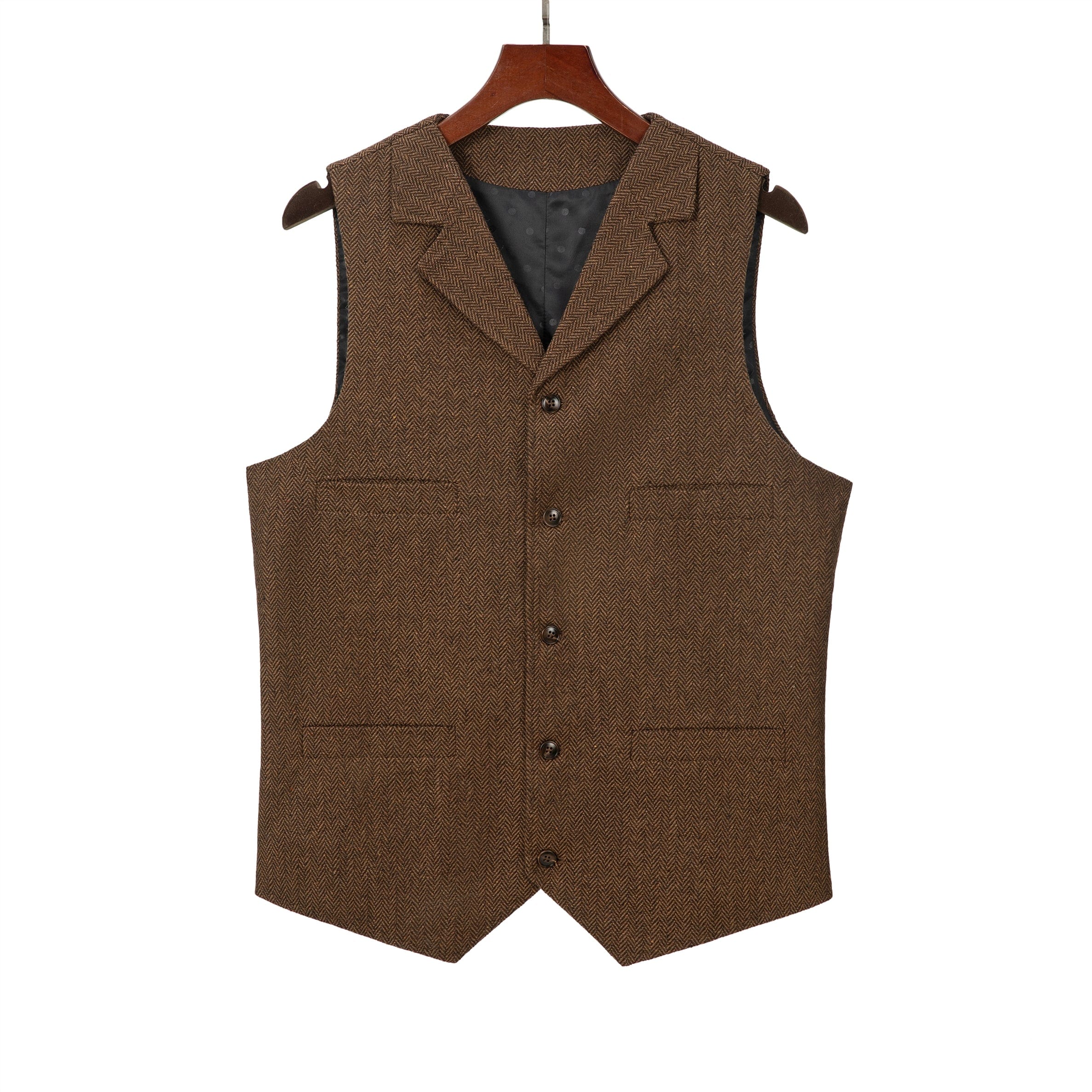 ceehuteey Men's Fashion Suit Vest Herringbone Notch Lapel Waistcoat
