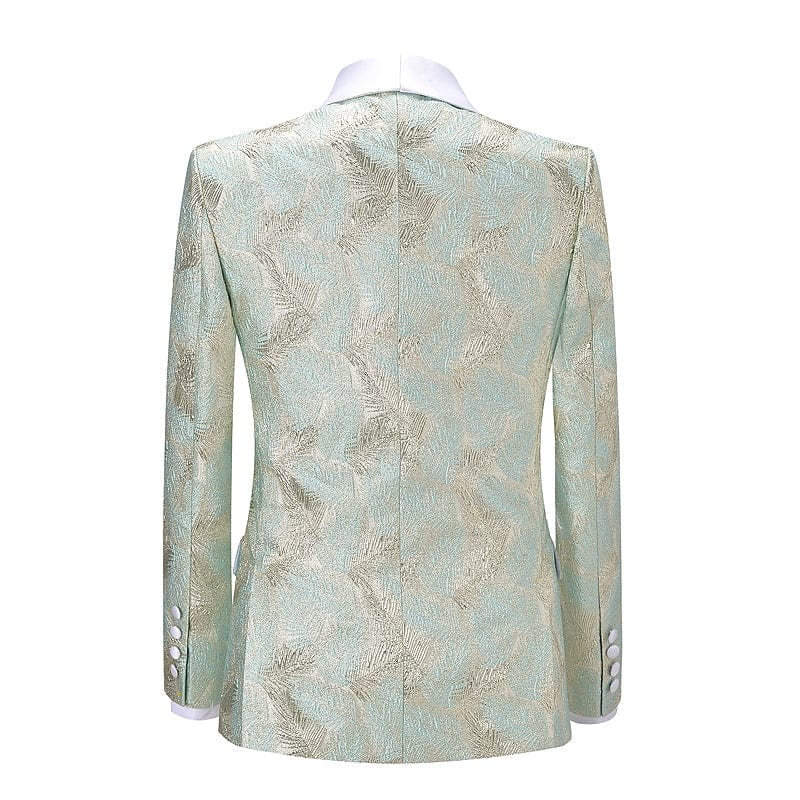 ceehuteey Men's Floral Shawl Lapel Blazer Dress Suit (Blazer+Pants)