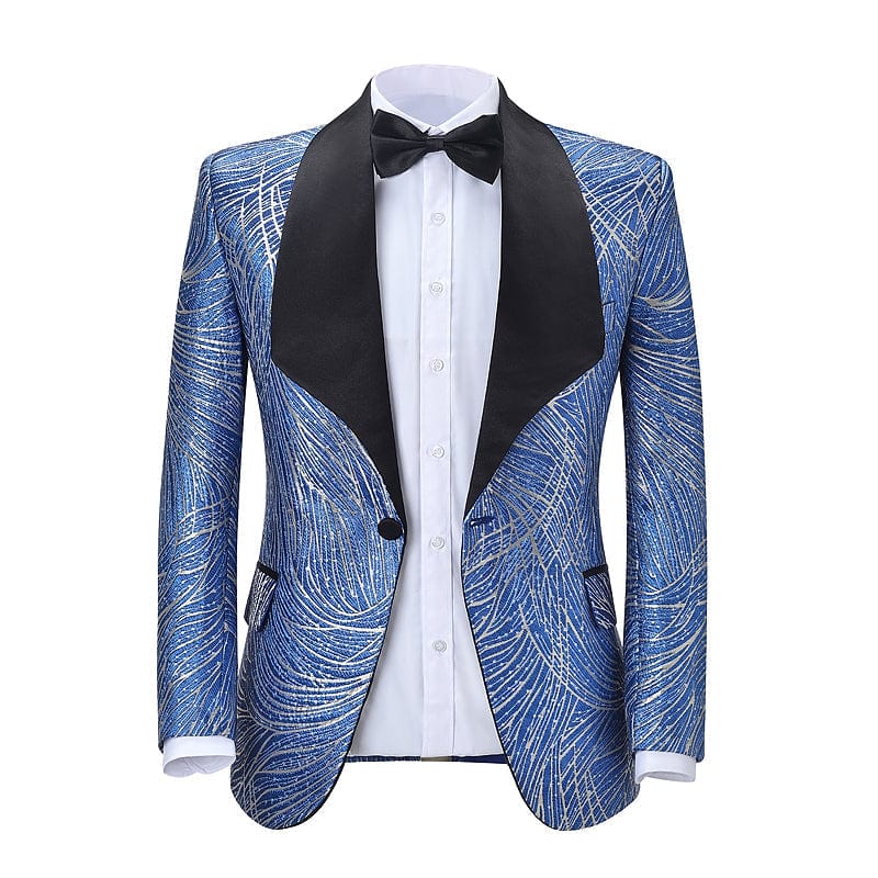 ceehuteey Men's Formal Floral Shawl Lapel Blazer Dress Suit (Blazer+Pants)