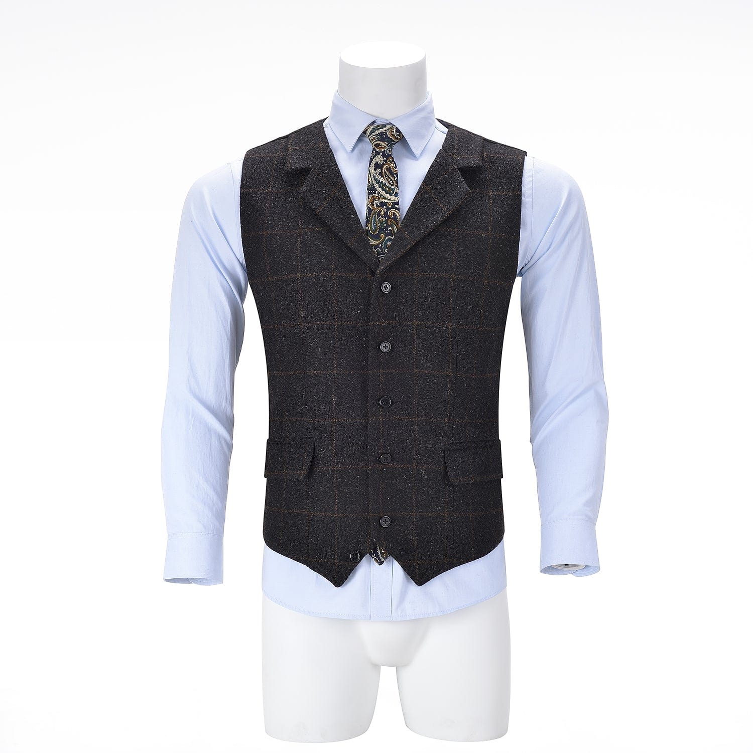 ceehuteey Men's Formal Notch Lapel Suit Vest Tweed Waistcoat