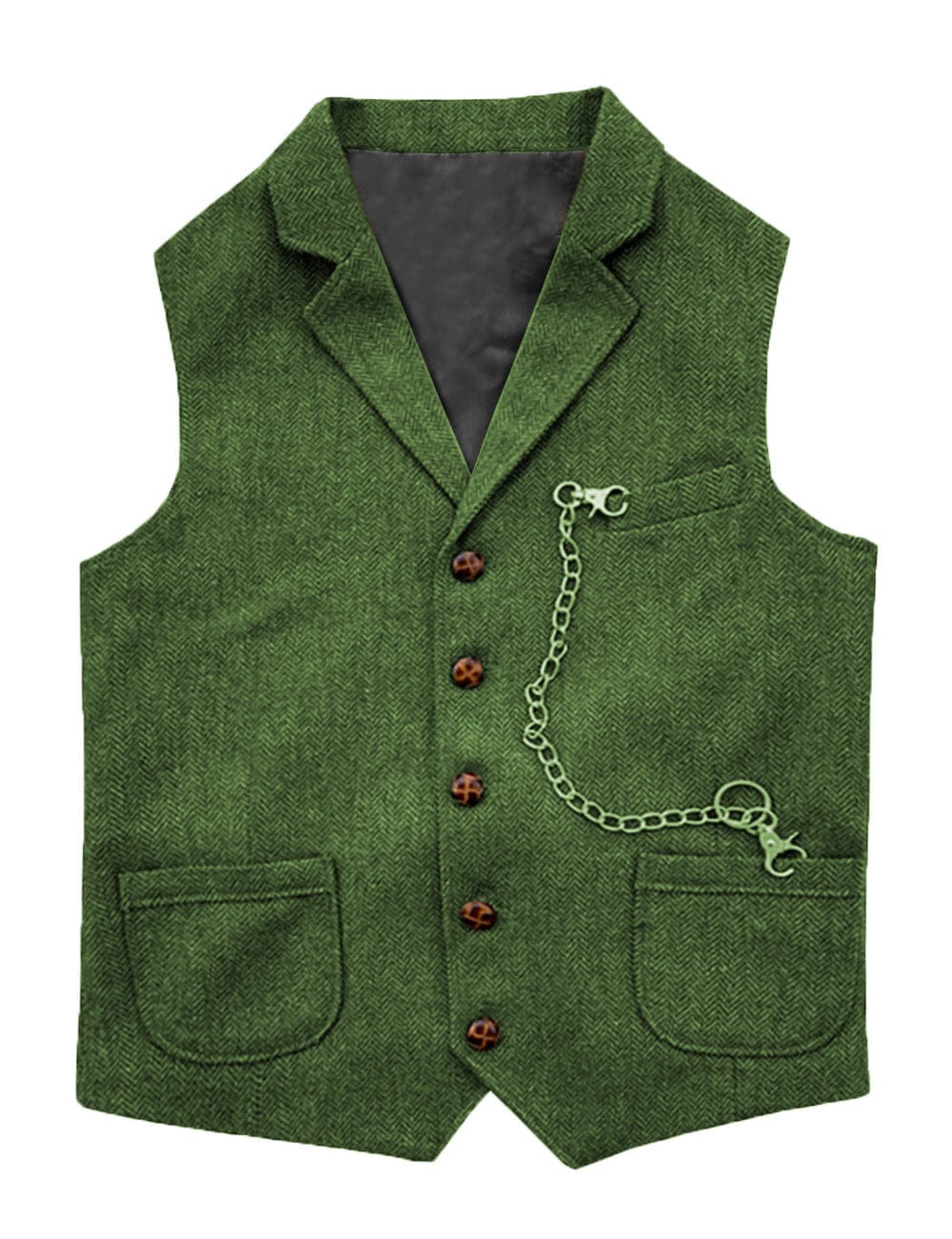 ceehuteey Men's Herringbone  Classic Slim Fit Notch Lapel Waistcoat