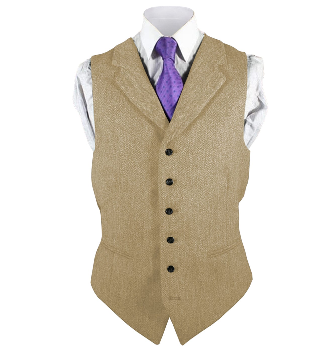 ceehuteey Men's Leisure Fashion Notch Lapel Herringbone Waistcoat