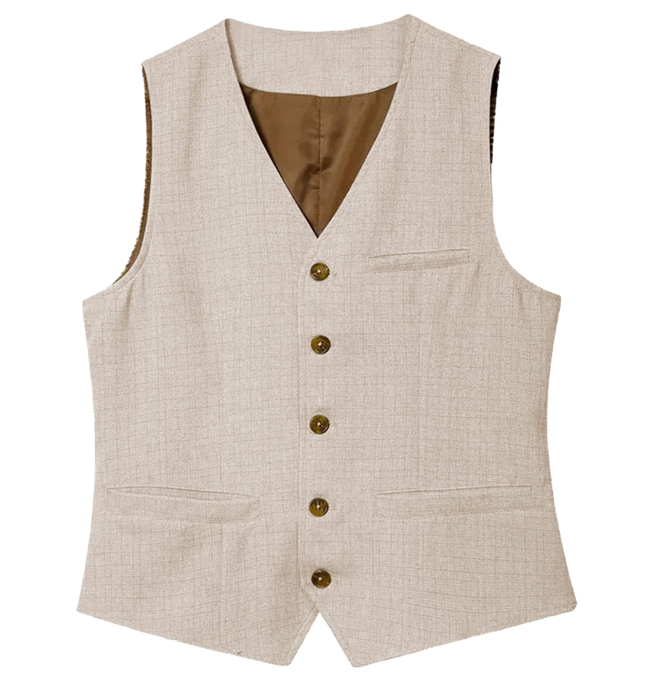 New men's Linen / newest Wool Beige Formal Wedding or Casual Waistcoats 36