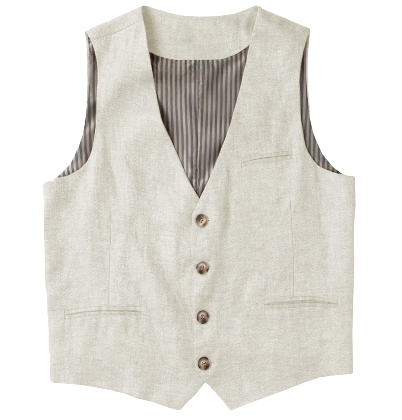 ceehuteey Men's Linen V Neck Vest Casual Summer Leisure Waistcoat