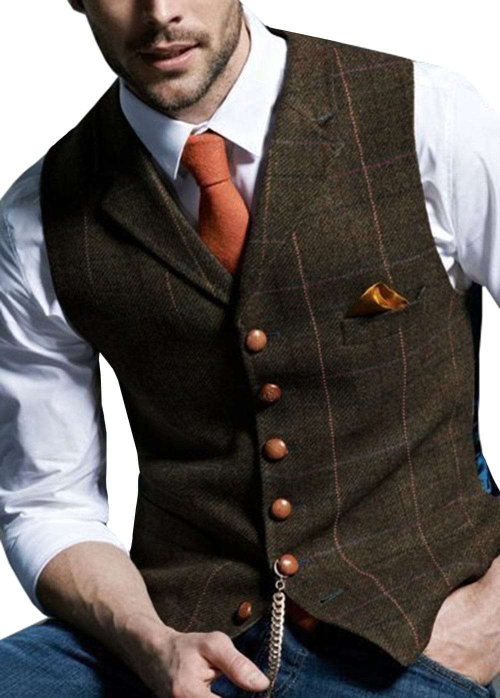 Men's waistcoat with sales shirt casual