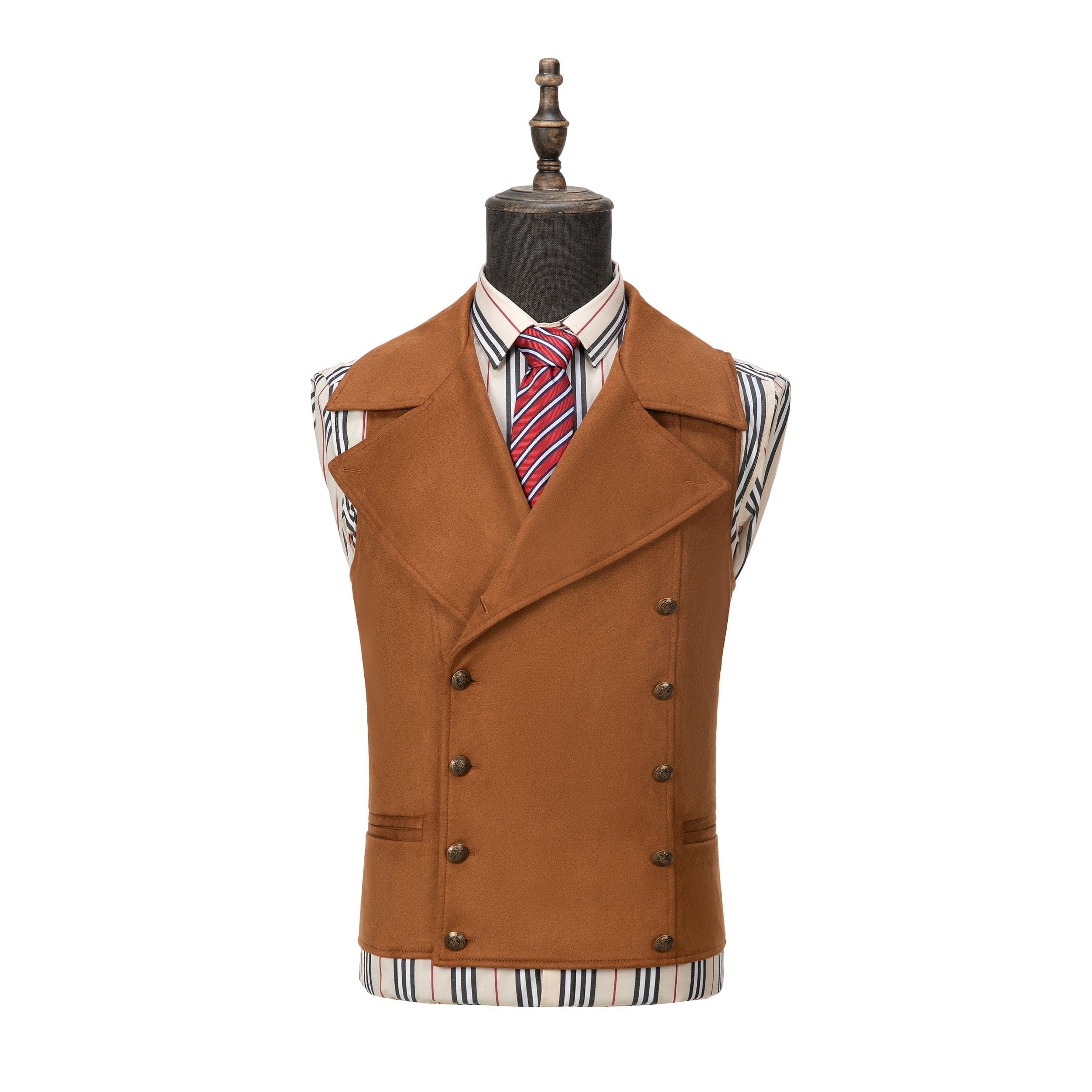 ceehuteey Men‘s Suede Cowboy Double Breasted Large Lapel Suede Classic Waistcoat