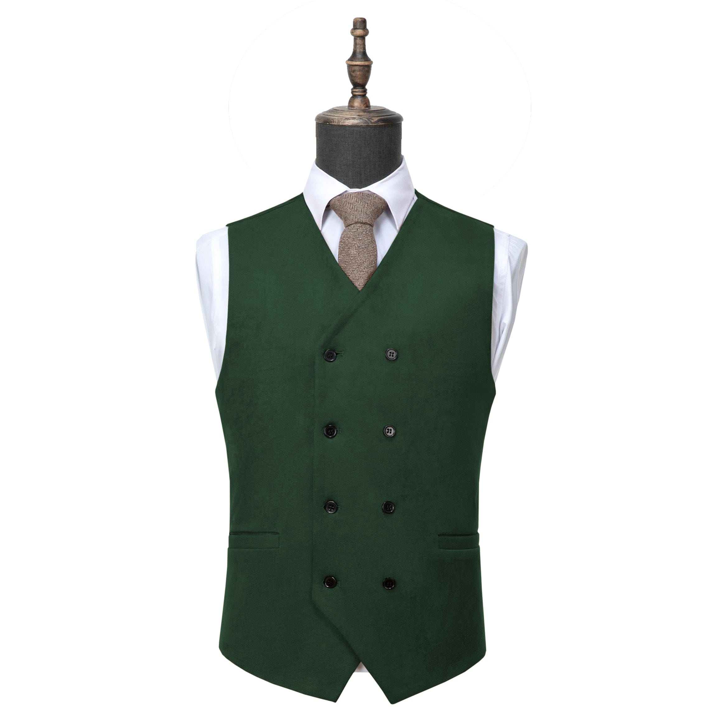 ceehuteey Men's Suede  Double Breasted Slim Fit V Neck Waistcoat