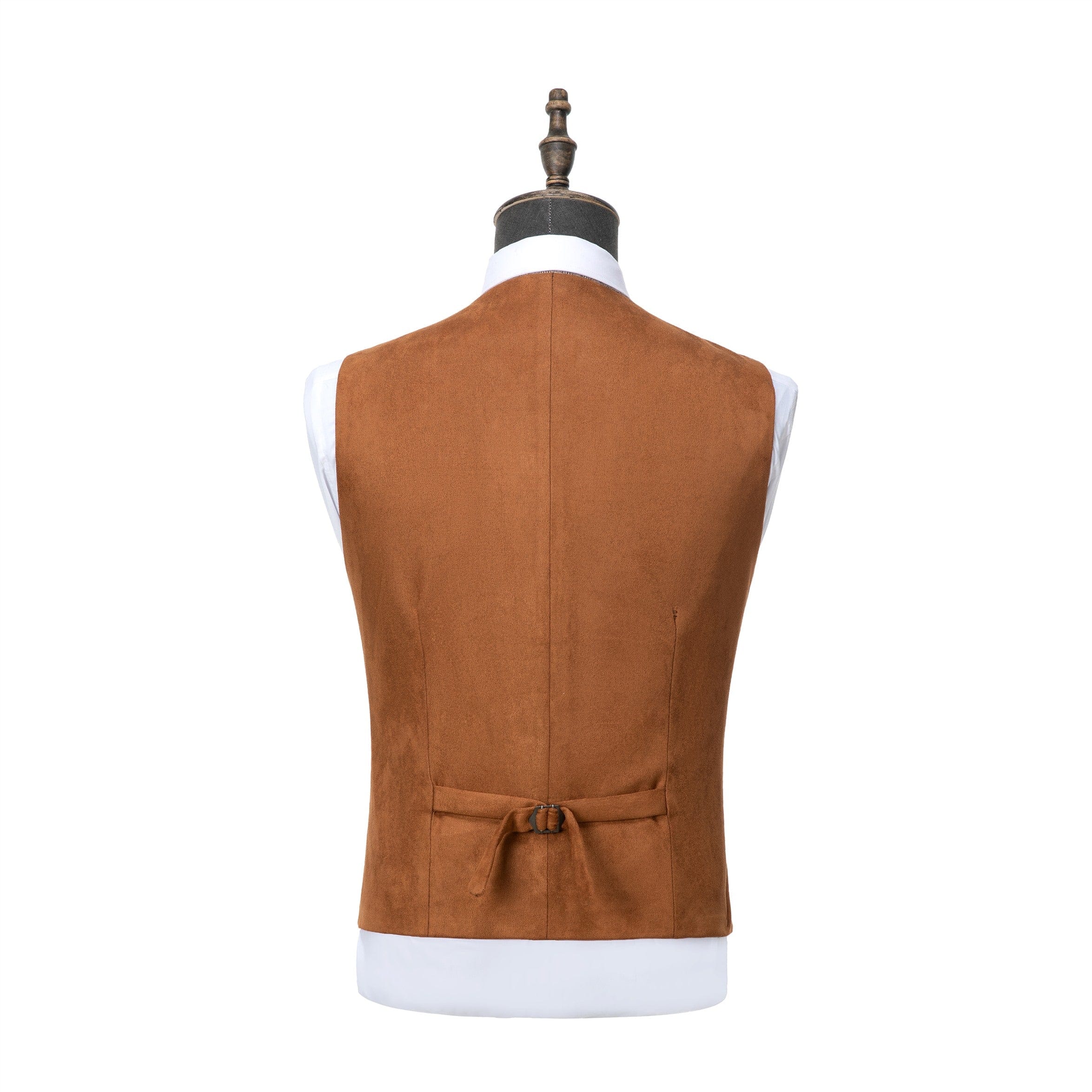 ceehuteey Men's Suede  Double Breasted Slim Fit V Neck Waistcoat